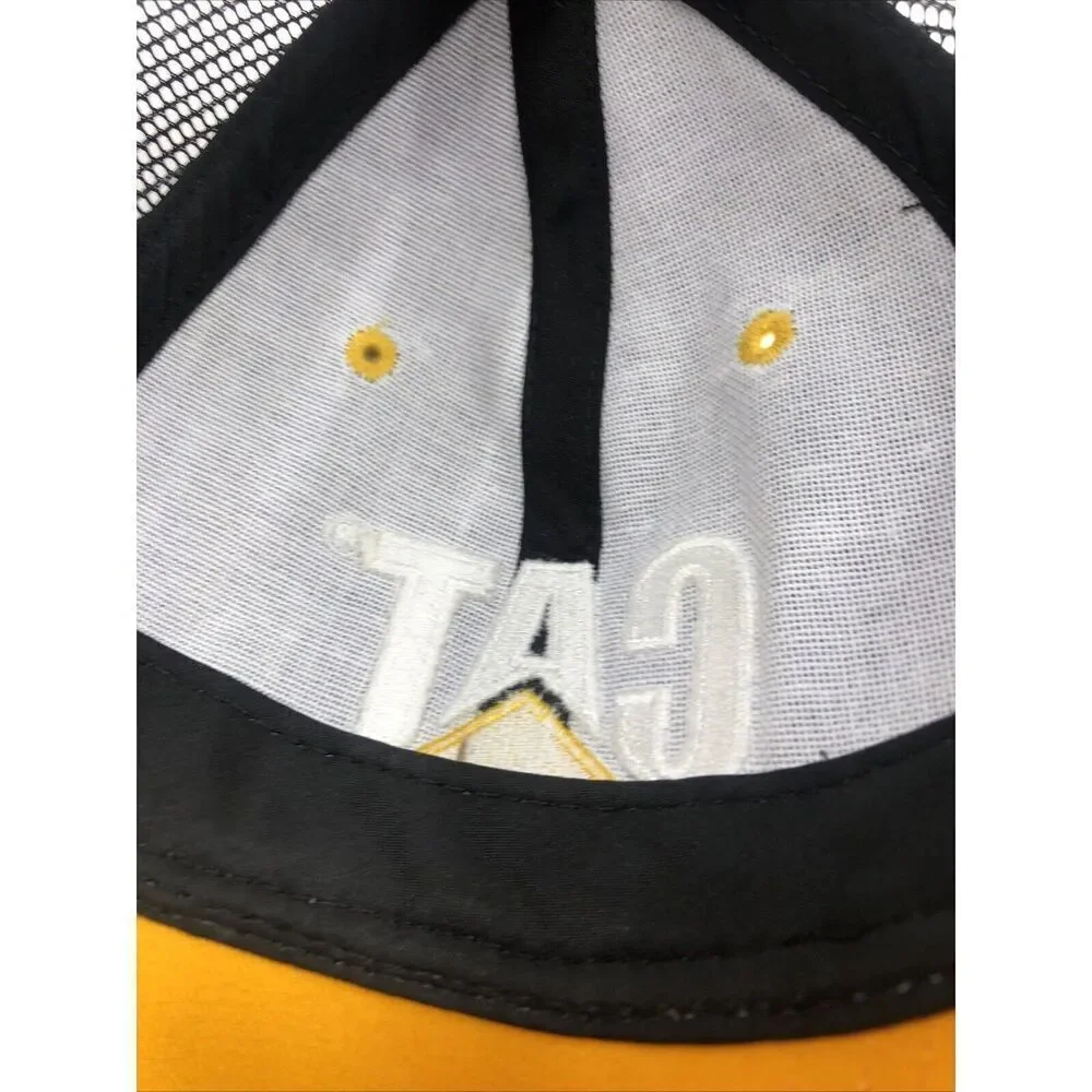 Vintage CAT Caterpillar Hat Mesh Trucker Snapback Baseball Cap Black Yellow
